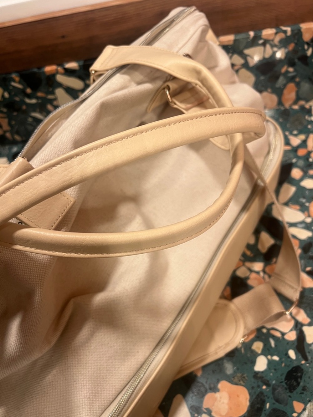 BEIS Beige and Cream Travel Duffel Bag - Picture 4 of 11